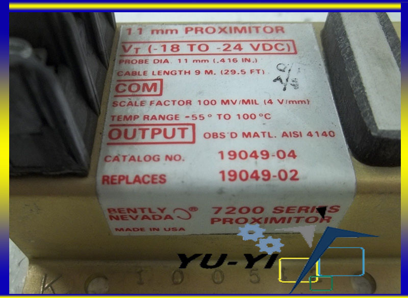 BENTLY NEVADA 19049-04 11MM 7200 SERIES PROXIMITOR - PLC DCS SERVO ...