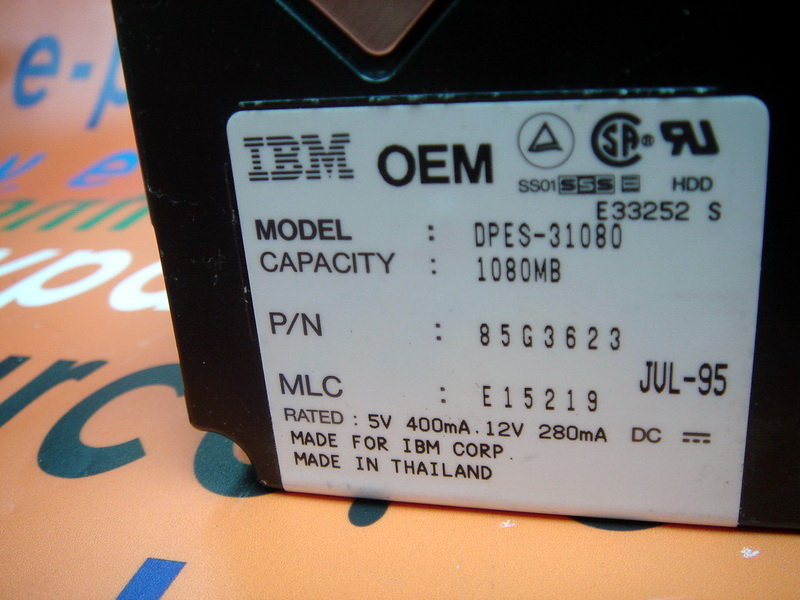 IBM Hard Drive DPES-31080 / 85G3623 50PIN 1GB - PLC DCS SERVO Control ...