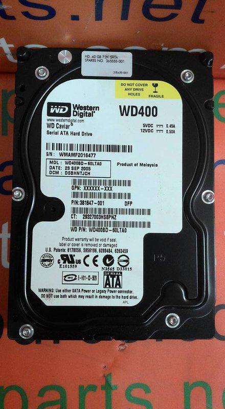 Western Digital WD400BD-60LTA0 SATA 3.5 40GB HDD - PLC DCS SERVO